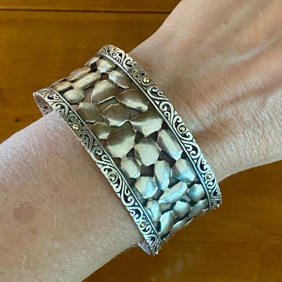 Effy Balissima Sterling Silver & 18K Gold Accents Cuff Bracelet size 7 1/4” - Picture 2 of 8